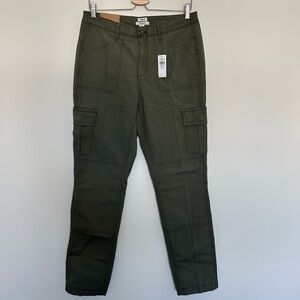 NWT L.L. Bean Stretch Canvas Cargo Pants Dusty Olive Size 10 Medium Tall